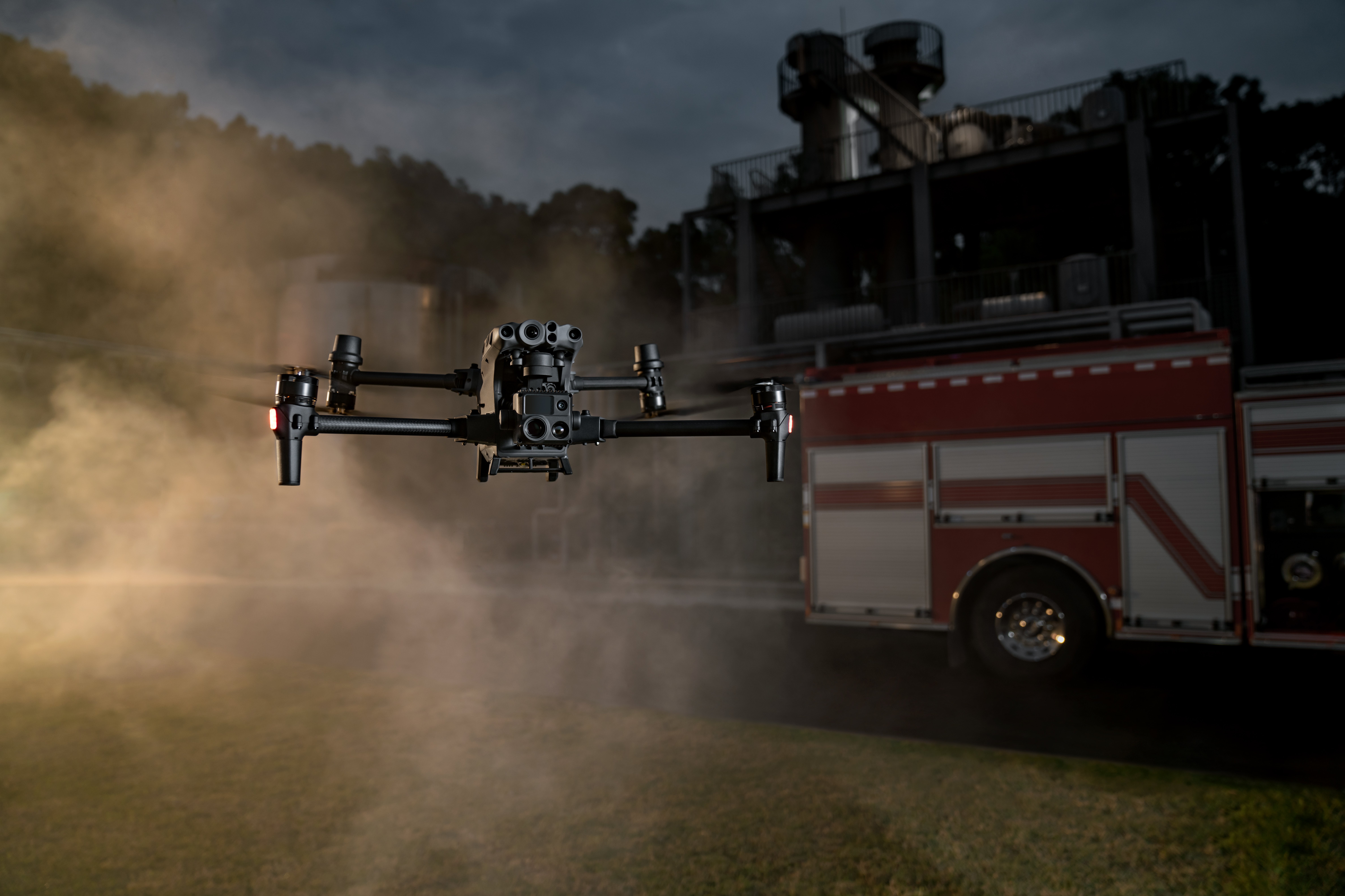 Drone and firetruck