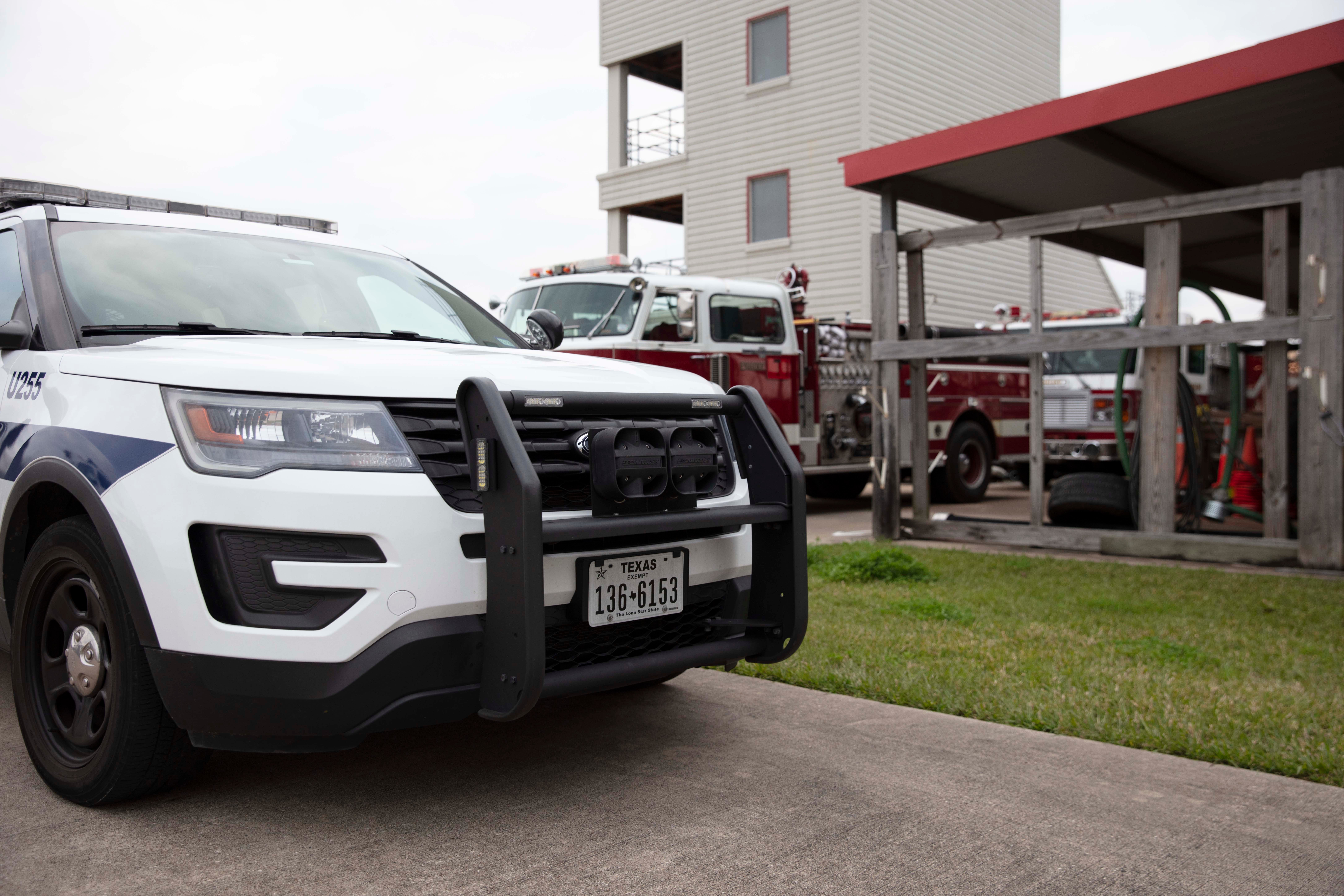 Pearland PD SUV Parked Next to Firetruck